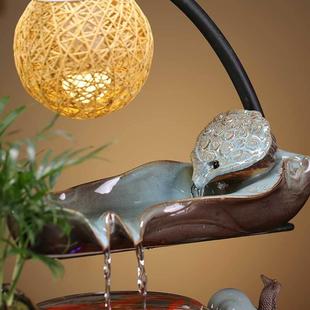 流水喷泉意家VMT室居招财桌送面客厅办公装 饰品领导长辈礼陶瓷摆