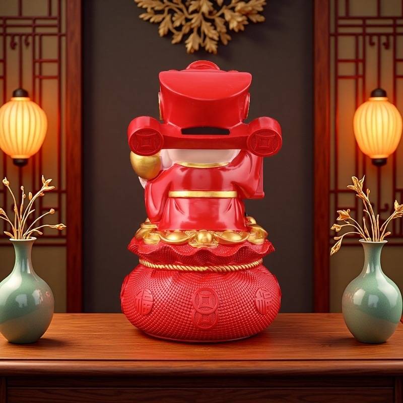 厂家直销财神福袋存钱罐摆件树脂工艺品招财储蓄钱袋商铺前台摆放