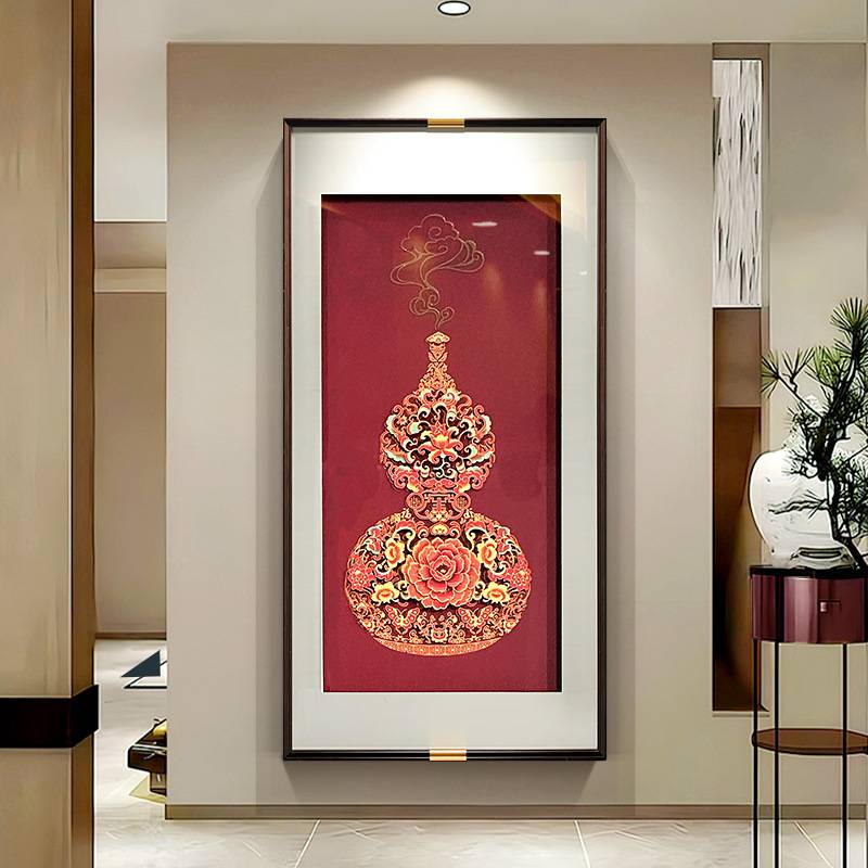 福禄吉祥玄关装饰画新中式入户走廊尽头壁画寓意好楼梯口过道挂画