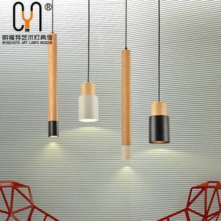 现代简约创意木艺直吊L灯个性 和风吧台948筒餐厅头床橱窗ED吊 日式