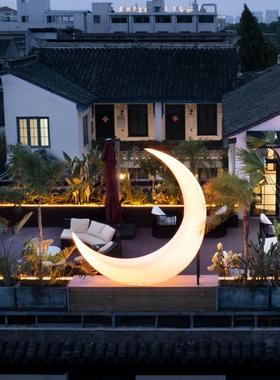 饰网红月灯户外弯落地月灯美亮RUR陈造景月牙草坪装庭院花园景观