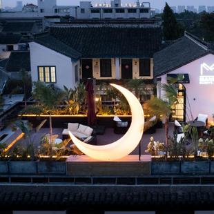 饰网红月灯户外弯落地月灯美亮RUR陈造景月牙草坪装庭院花园景观