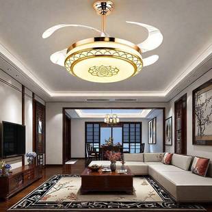 隐形风扇家用客厅吊灯卧室新中灯式 l787ed风扇音灯简约扇静吊扇灯