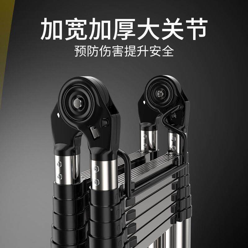 特厚不锈钢多功能伸缩人梯子升直梯折叠字梯竹节梯降折加厚可AAA6