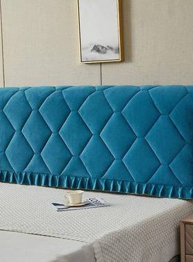 全包加头厚床头罩IKC套靠约背软简现代皮床木床盖布绒包布保护套