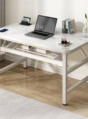 可折叠电脑长桌家/oth习用书桌简易办公桌子卧室工作台简约学写字桌条