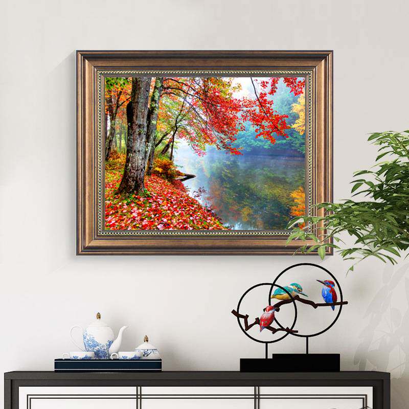 美式装饰画客厅走廊挂画欧式风景山水壁画餐厅墙画饭厅仿油画