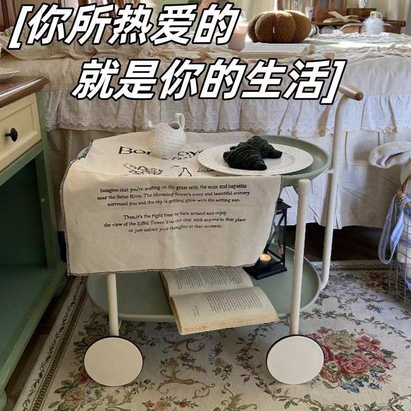 榉木小推小推车餐厨房置物架客厅茶架边柜落地书储物架茶台柜架收