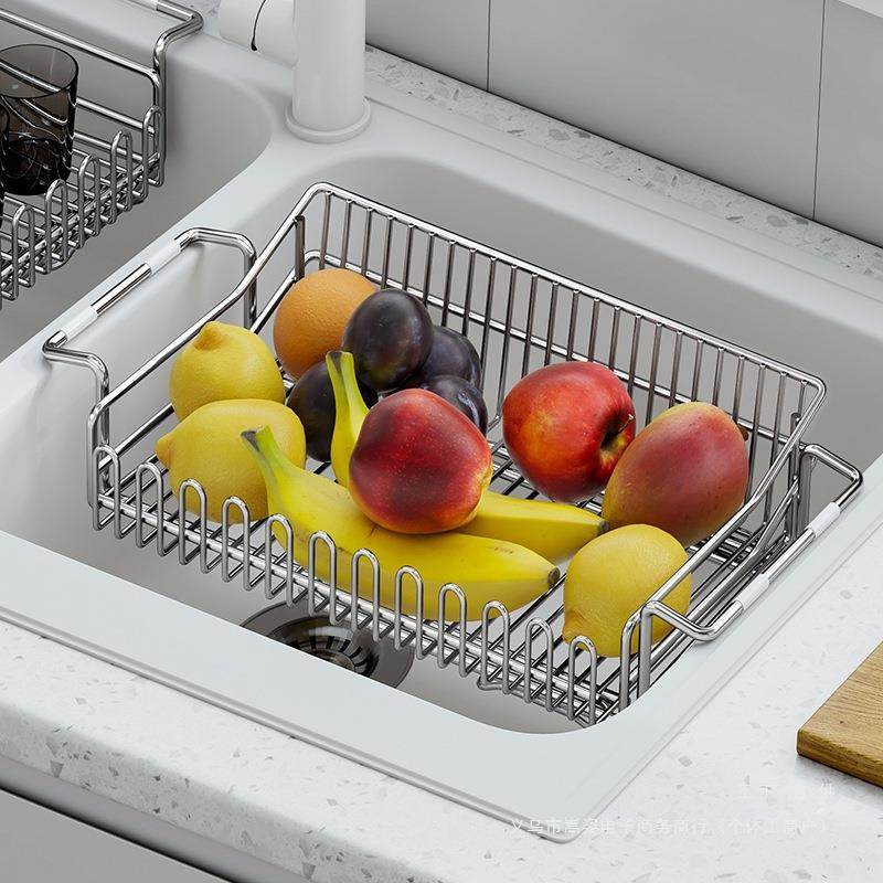 洗F9779MHT304不碗锈钢沥水篮厨房可伸缩池水置物架槽碗碟收纳沥,厨房/烹饪用具,抹布架/厨房清洁收纳架,淘宝优惠券,粉丝福利购,淘宝优惠卷