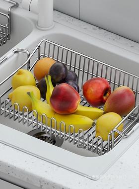 洗F9779MHT304不碗锈钢沥水篮厨房可伸缩池水置物架槽碗碟收纳沥