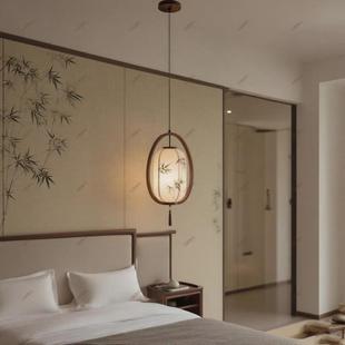 民771宿酒店客房餐厅卧室床中头宋代美学复古新式 墅院过别道庭茶