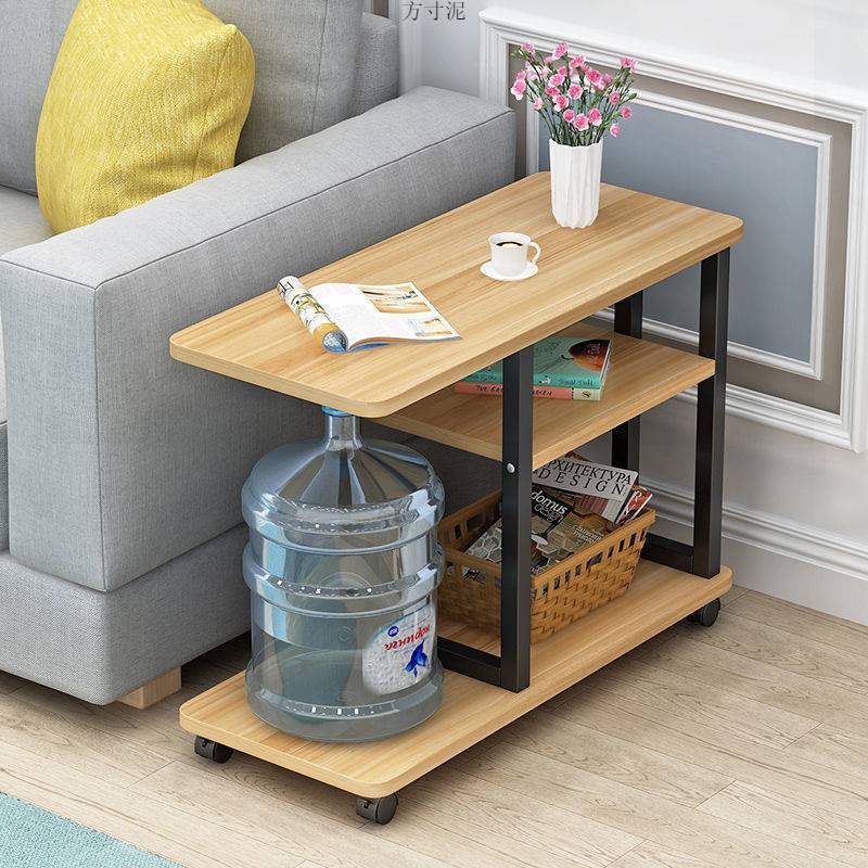 可移动茶几多功能带轮客厅沙发边柜扶手柜玻璃边几角工厂一件