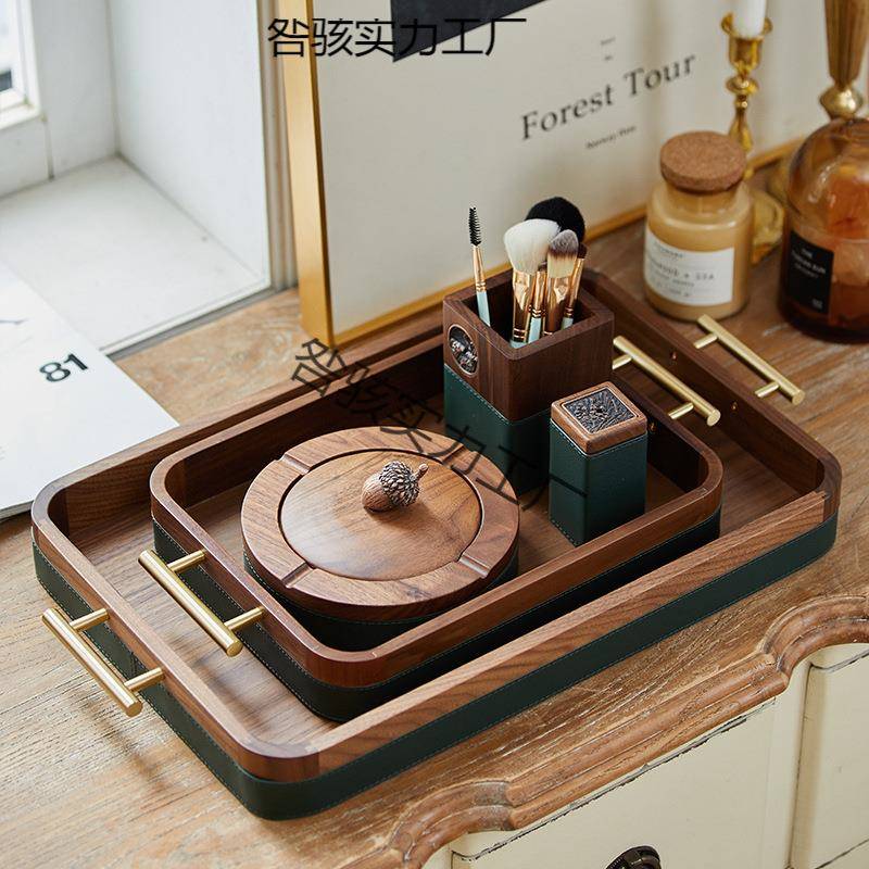 面黑胡桃厅抽纸盒餐厅纸巾盒牙签筒木托盘桌收纳盒HTM-T实木家客