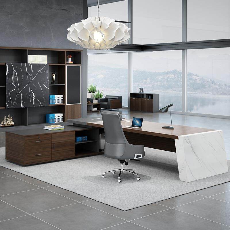 经理大班大桌总办公家具新中式收纳柜组椅合板式办公桌裁118班桌