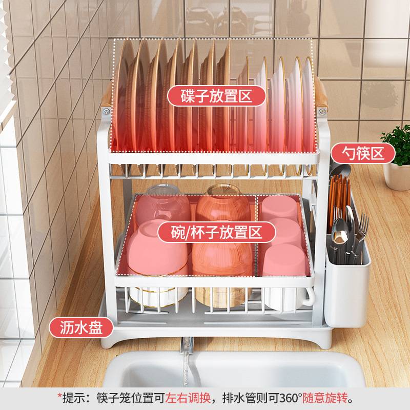 碗碟架子置物架碗柜双层碗筷放碗架台面餐具收纳架沥水收纳碗盘