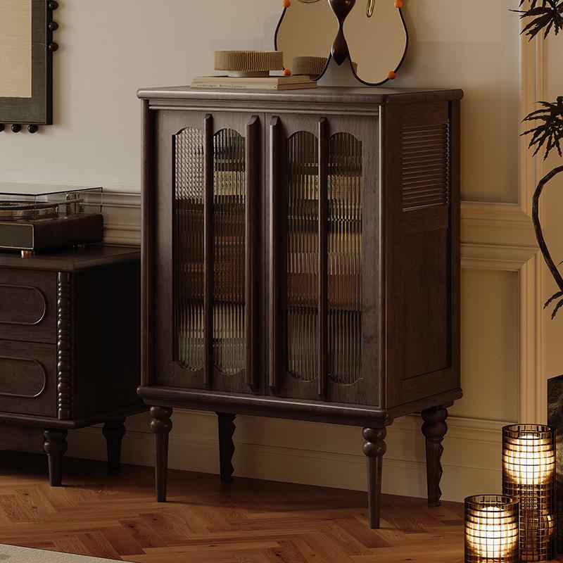 法式复古实木餐边柜储物柜美式客厅沙发电视柜边柜靠墙小酒柜家用
