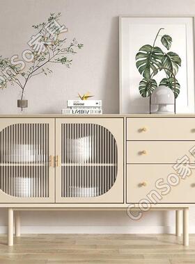 CSP2北欧实木餐边柜简约现代玄关柜茶水柜收纳柜藤编电视柜储