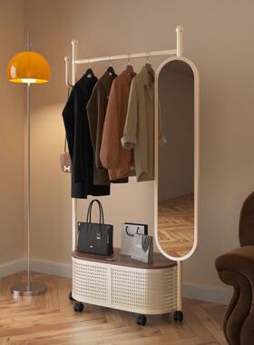 可移动中古挂架衣落衣帽架全身镜一体FEQ穿衣卧镜室衣架地家用穿