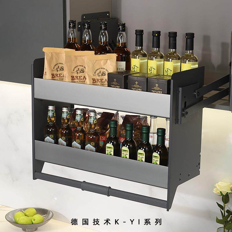 吊589柜升降拉篮房橱柜下拉式料架厨下柜高厨柜调味拉置调物架