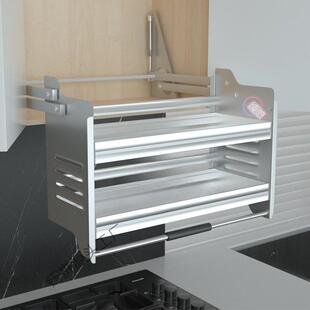 简约吊柜升下降拉篮厨房橱降柜篮上下846升降调味品篮拉式升机置