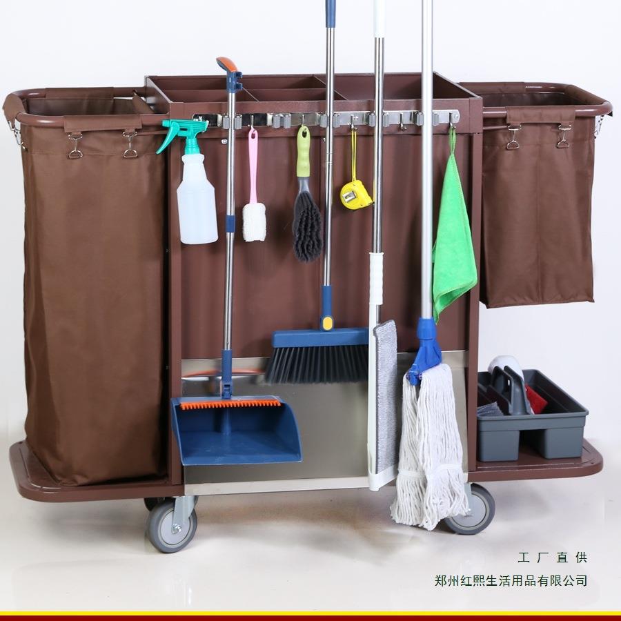 酒店房多功客能手推布草388车保洁工作车清客洁车袋房口卫生布服