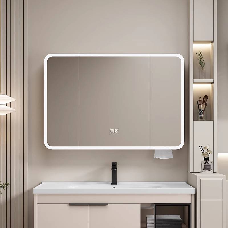 太空铝浴室镜智能镜柜灯光镜箱挂墙式除雾带灯收纳一体置物架镜子