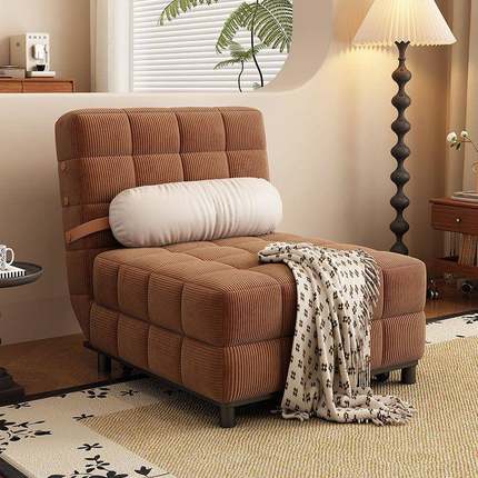 奶油复古ZBL单人可折叠折叠沙发多床沙伸发小客户型缩厅功能两用