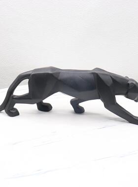 切卧室装摆饰品家居装饰树工脂艺豹子品创意几何猎豹件面动物客厅