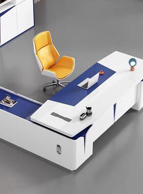 尚烤漆办公时桌简约LBZ55现代管白色老板桌椅组合总裁桌经理班主