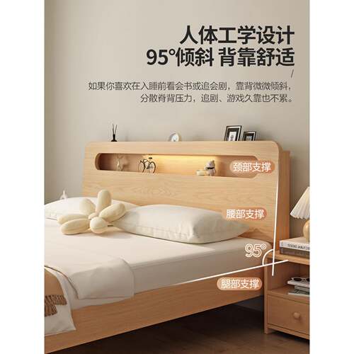 实床1YNR.5m卧床1米双木人床出租房用用经济8型现代简约家单人床