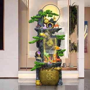 流水摆件假鱼缸喷泉水景落地业居客家厅内加湿器山入户招财开CDQ
