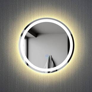 led481智能镜防雾浴室镜触摸形屏卫应生间挂镜带灯感化妆镜圆镜壁