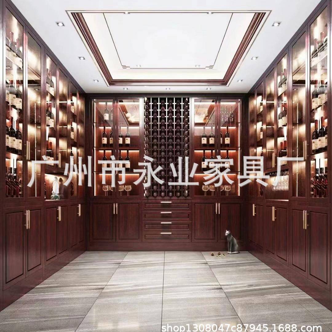 实木红酒示柜轻奢中LNI式酒家用原木酒窖架恒温落地展柜