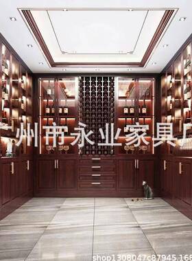 实木红酒示柜轻奢中LNI式酒家用原木酒窖架恒温落地展柜