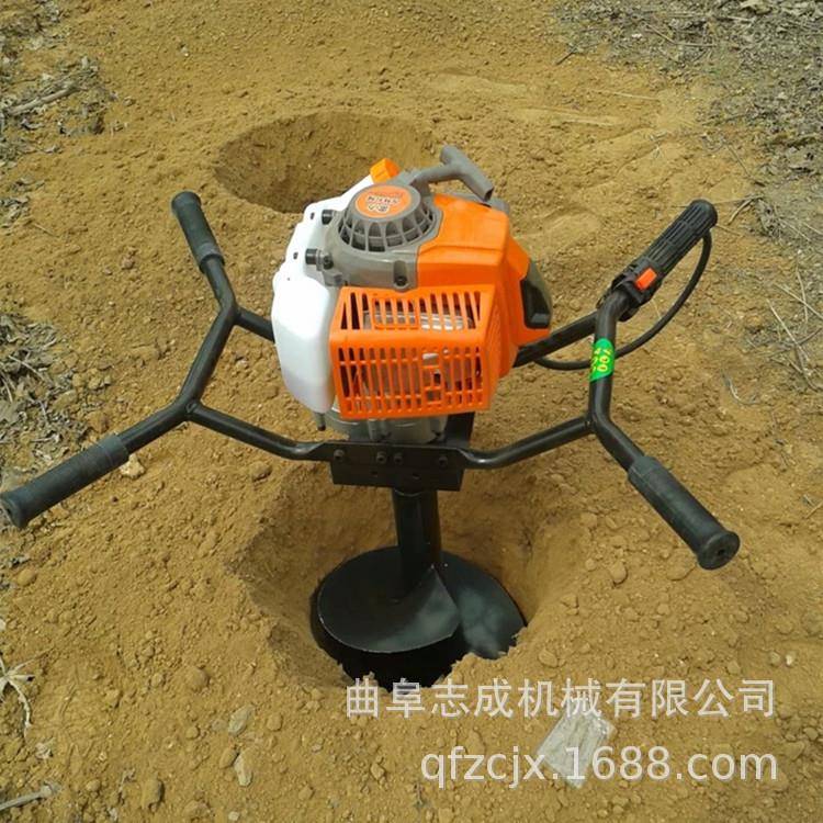 ENT园林栽树树挖坑机沙种土硬土地坑机63CC手打提式打洞机操作简