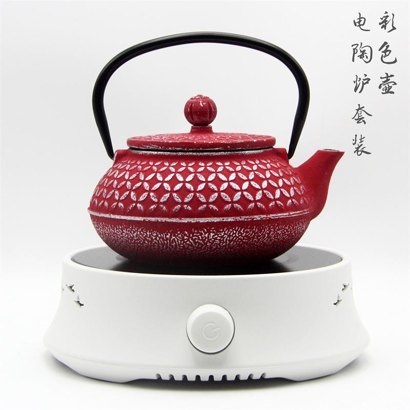 欧式约彩色铸铁壶电陶煮茶器铁炉茶壶套装简家用煮水泡茶茶800W雁