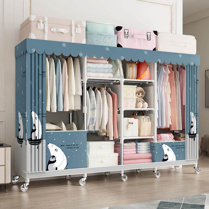 拉链全粗封闭简易衣柜钢加加固加厚全管钢架收纳布布柜家用25C-20