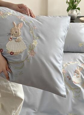 绒设计10S长棉四件套可爱毛巾绣0红色LB-01被套床单纯棉全款棉床