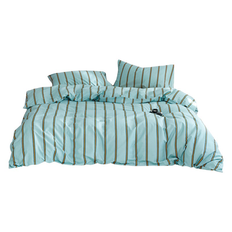 ins风纯棉全棉被套单件 条纹单人宿舍150*200*230cm双人被罩+枕套