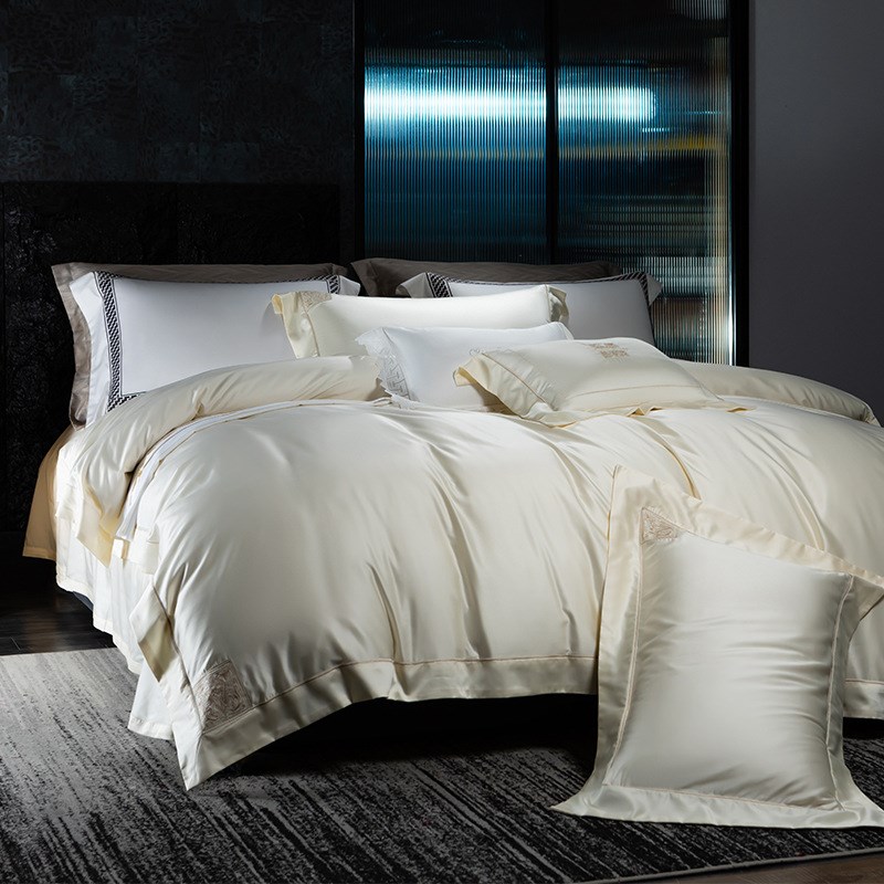 7星酒店200支埃及长绒棉四件套高档全棉简约纯棉刺绣被套床单床品