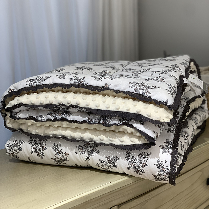 大鹅安抚豆豆被保暖可机洗大人小碎花春秋被子双人棉绒大豆被芯2m