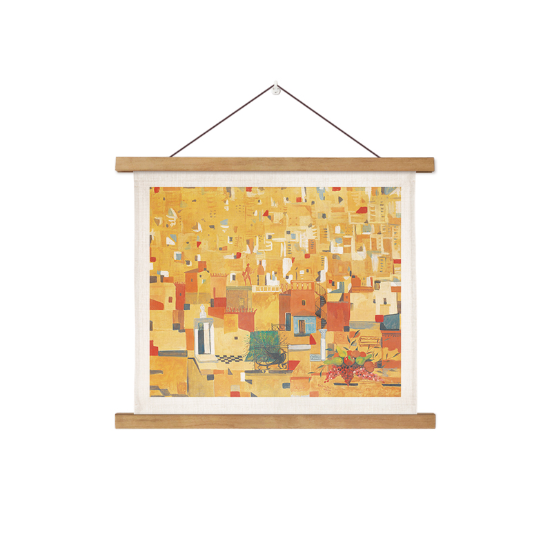 现代简约墙布挂布客厅装饰画木挂轴定制遮挡电表箱背景墙布艺挂画图片