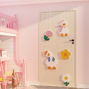 网红卧室门上卡通贴纸画儿童房间布置墙面装饰女孩小公主改造用品