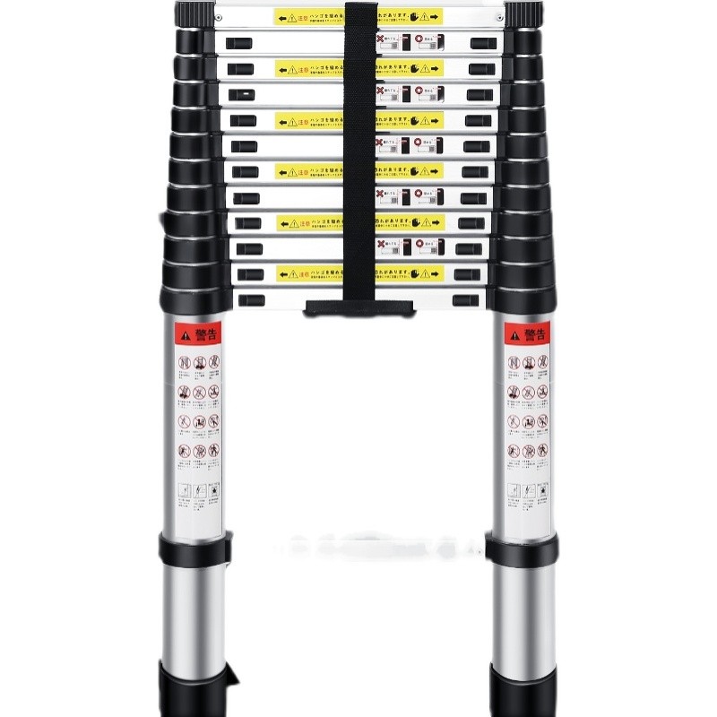加厚铝合金梯子5/6/7/8米伸缩梯 一字折叠梯家用升降阁楼梯工程梯