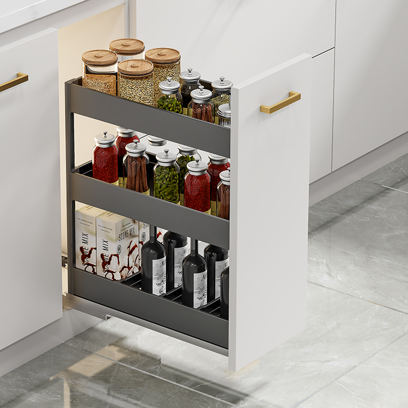 调味调料拉篮厨房整体橱柜窄柜抽屉式极窄小尺寸柜内抽拉式置物架