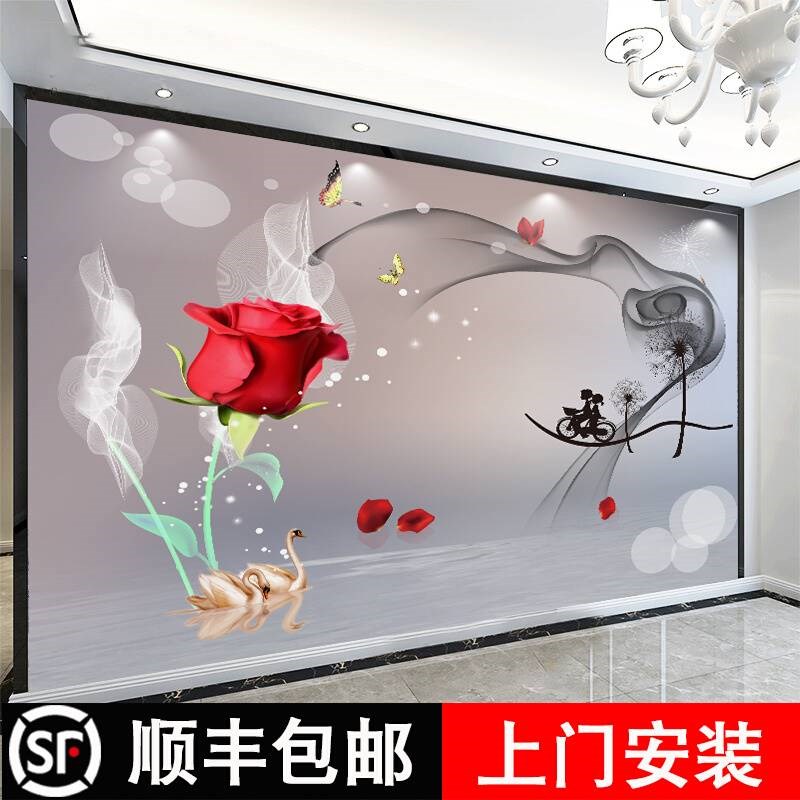 新款电视墙背景墙壁纸自粘客厅现代简约影视墙贴画8d立体装饰卧室