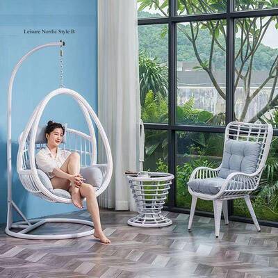 阳台秋懒千摇椅人户MEF人外室内双人成躺摇椅鸟巢单双吊篮藤椅