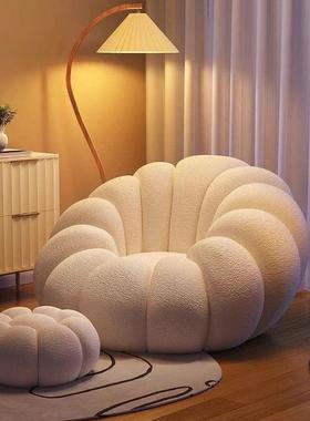 懒人人沙发南瓜子单奶油风可躺台可SYR椅睡小户型卧室小沙发阳休