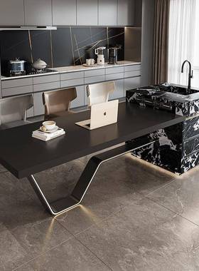 龙头家岛17998台餐桌一体V脚抬厨房厅用设计师款多功能中导客台
