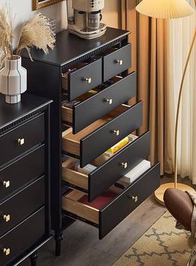 FS019约C美式实木六斗靠柜小户法式客厅墙窄简现代储物收纳型柜置物柜